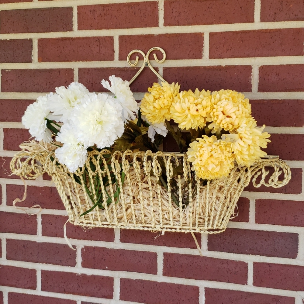 Shabby chic hanging metal basket